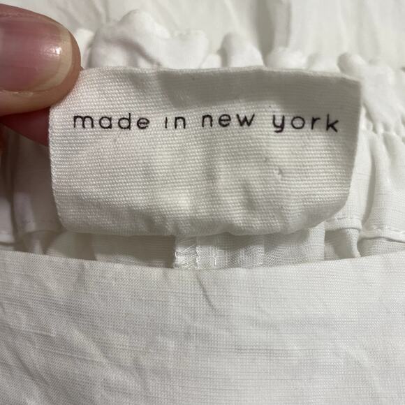 Shosh New York Structured Linen Cropped Wide Leg Pants Minimalist White Sz 2 Med - Picture 9 of 11